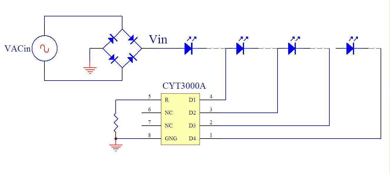 去电源化高压恒流芯片CYT3000A电源驱动芯片